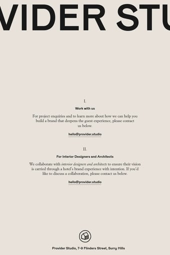 Provider Studio — Brand & Scent Design for Boutique Hotels landing page