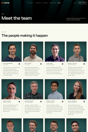 Vooma landing page