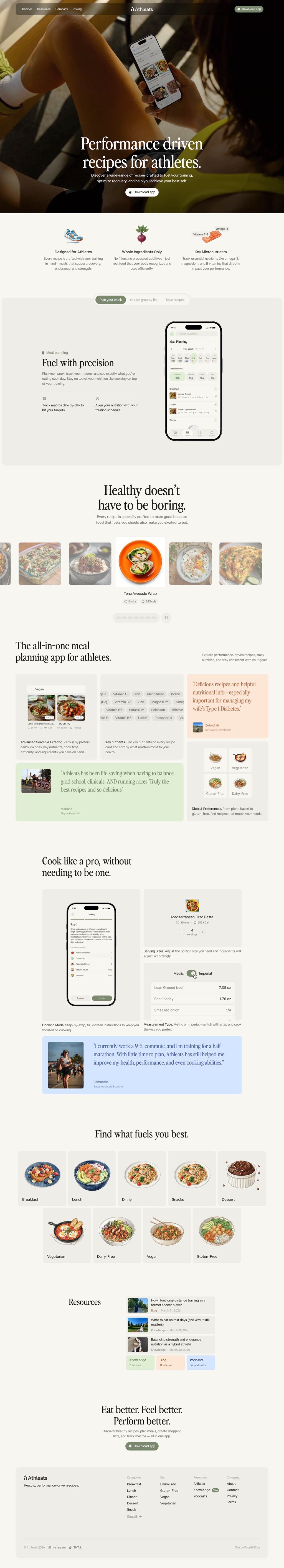 Athleats desktop landing page