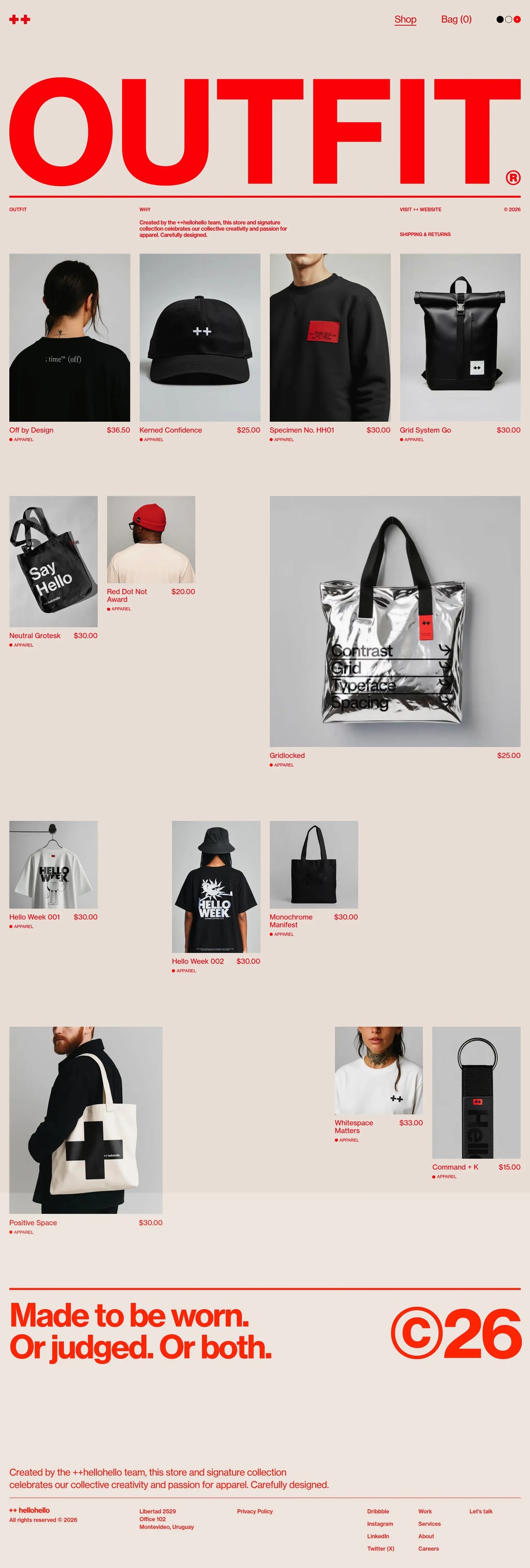OUTFIT® by ++hellohello desktop landing page