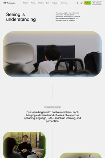 TwelveLabs: Video Intelligence Platform & API landing page