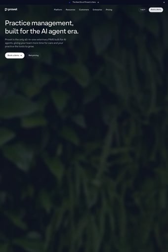 Provet | Veterinary Practice Management Software (PIMS) landing page