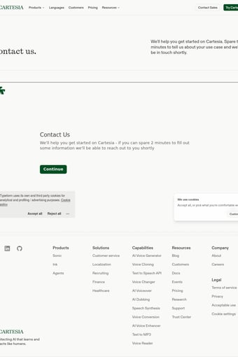 Cartesia landing page