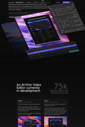 DreamCut landing page