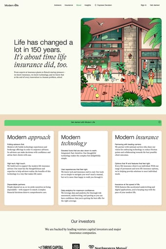 Modern Life – Bringing the future to life. landing page