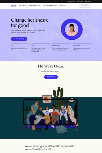 Health insurance that works for you | Oscar landing page