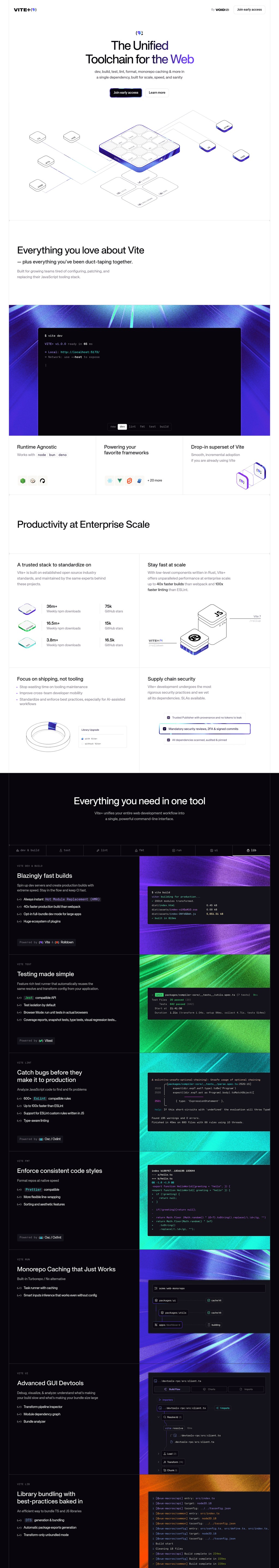 Vite+ desktop landing page