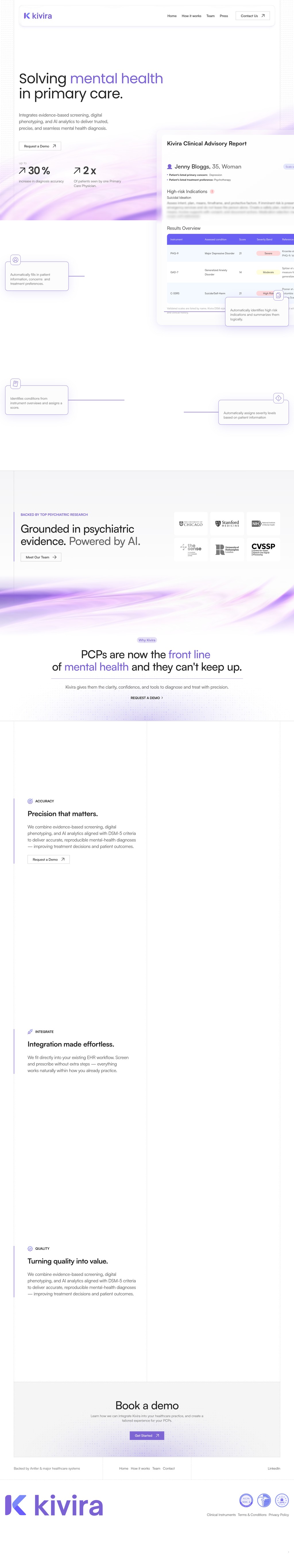 kivira.health desktop landing page