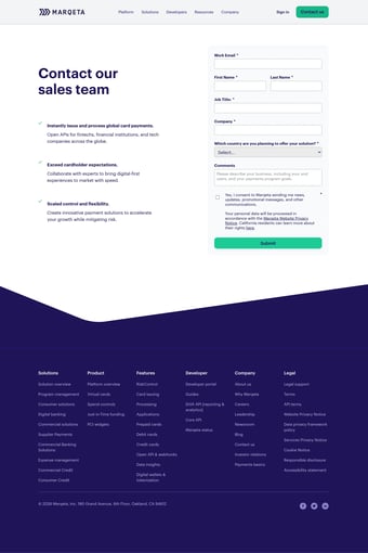 Marqeta | Modern Card Issuing & Payment Solutions landing page
