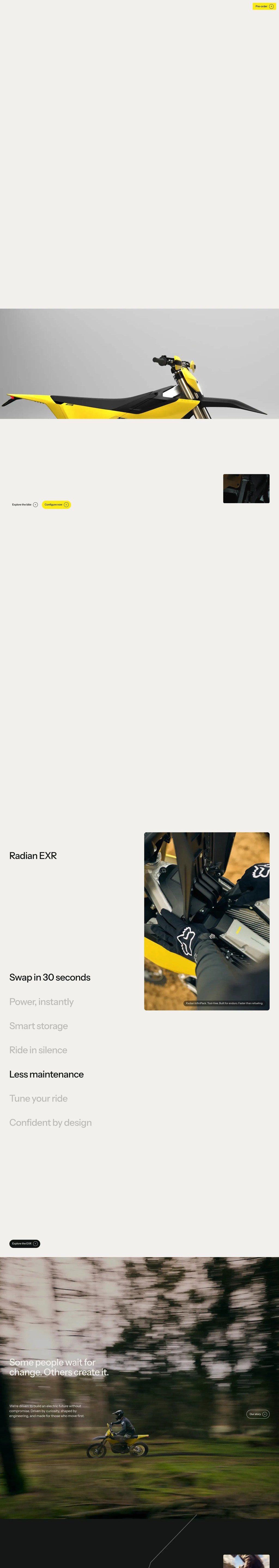 Radian | Electric Enduro Motorcycle | Pre-Order Now desktop landing page