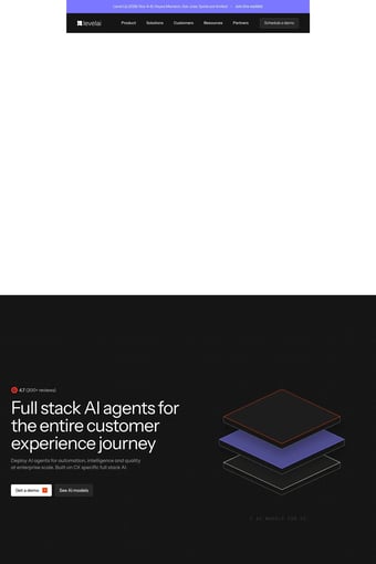AI + human intelligence through the full customer journey | Level AI landing page