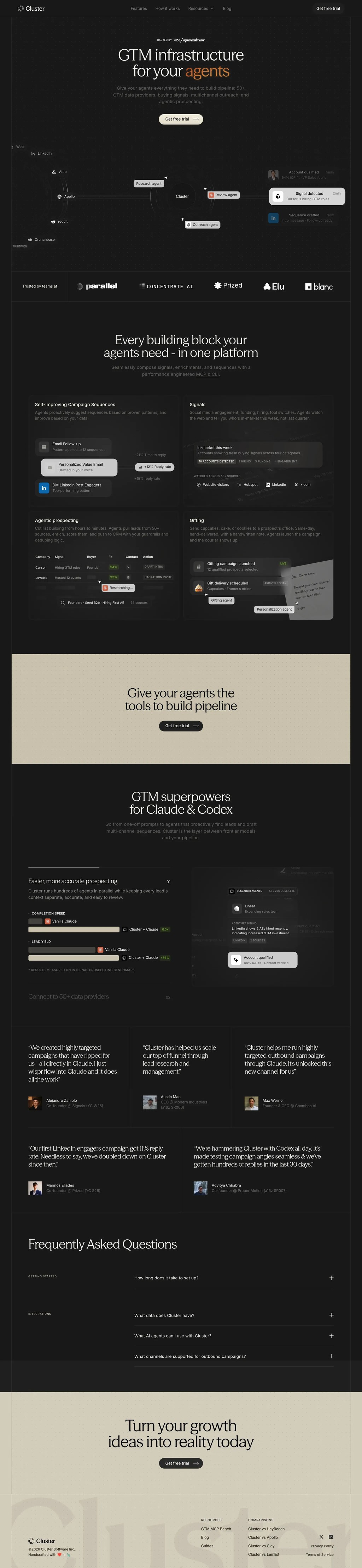 GTM infrastructure for your agents desktop landing page