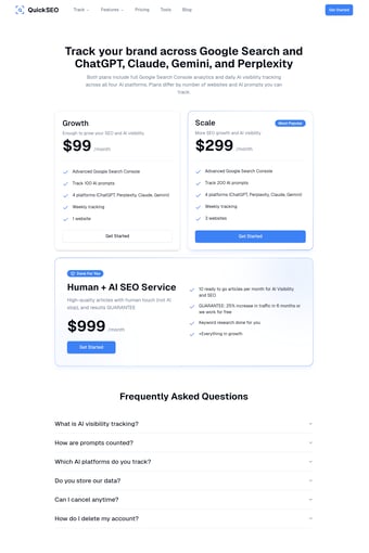 QuickSEO landing page