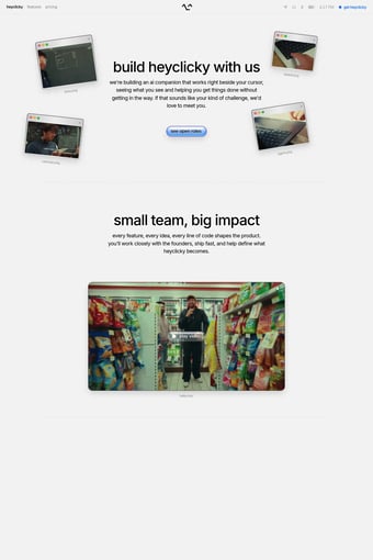 heyclicky - an ai buddy on your mac landing page