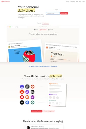 Mailbrew - Your personal email digest landing page
