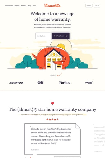 Armadillo landing page