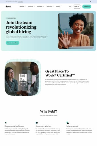 Global HR Platform | Employer of Record | Pebl landing page