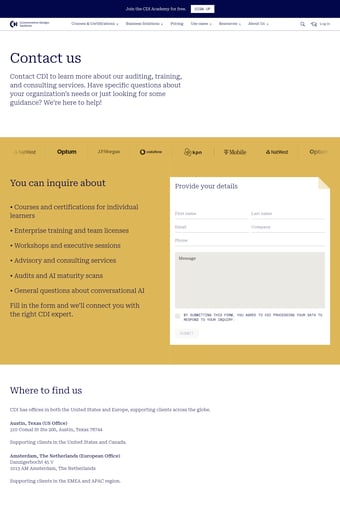 Conversation Design Institute landing page