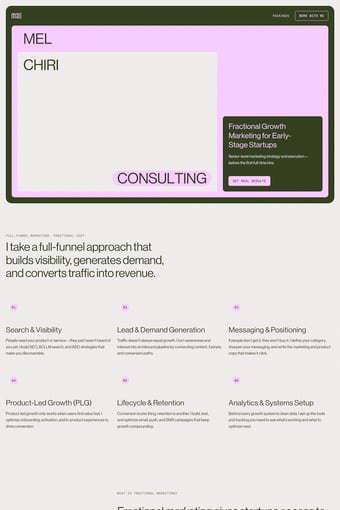 Mel Chiri Consulting landing page