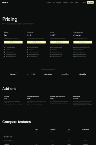 Deck landing page