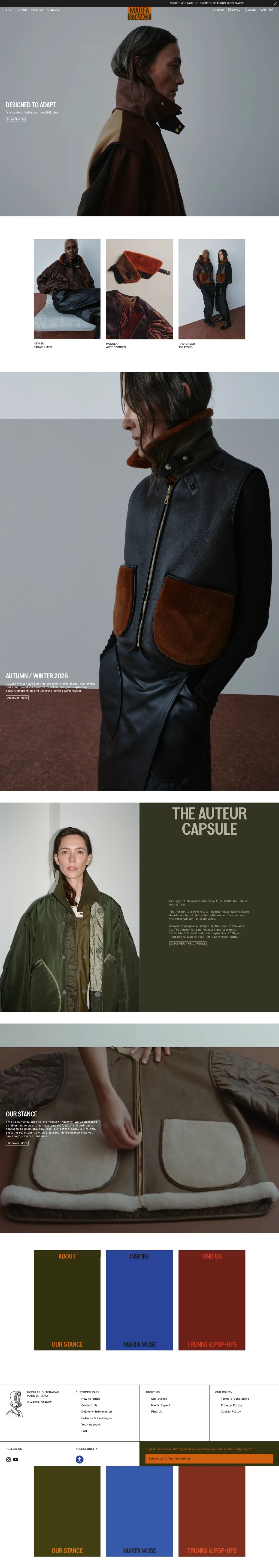 MARFA STANCE | Reversible Modular Women's Outerwear desktop landing page