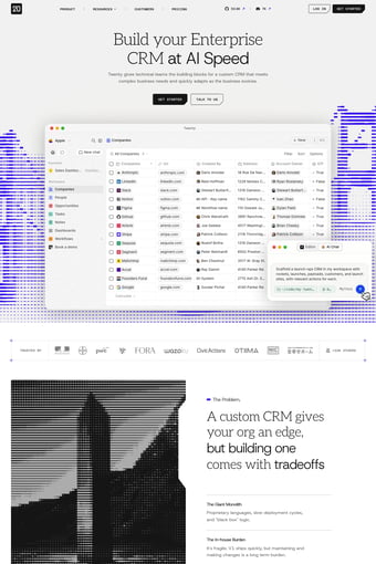 Twenty | #1 Open Source CRM landing page