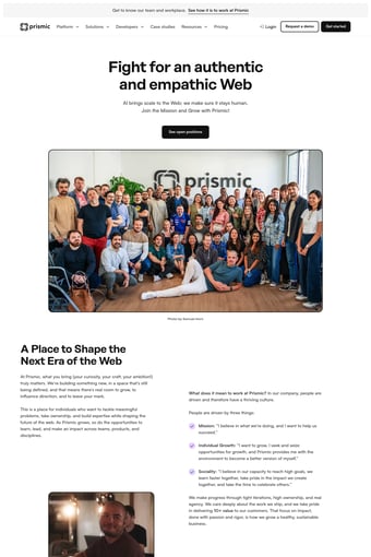 Agentic web platform and headless CMS | Prismic landing page