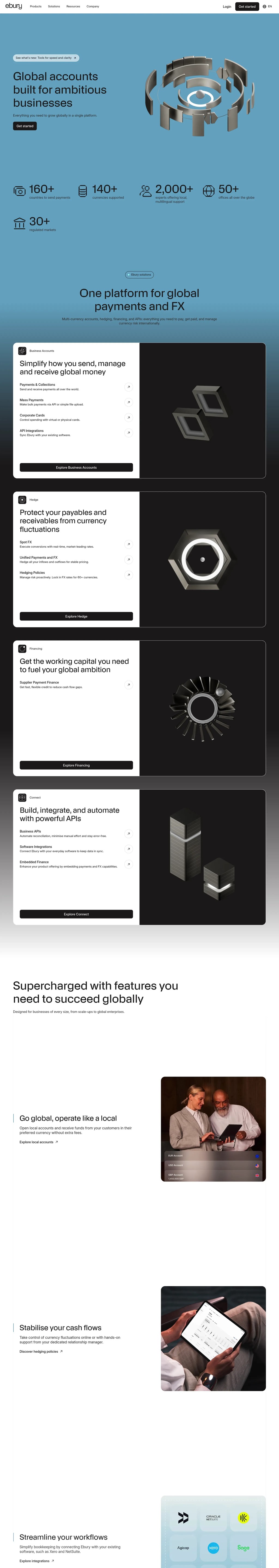 Ebury | Global Growth, Unlocked desktop landing page