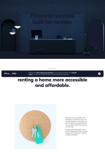 Jetty | Financial services for renters. landing page
