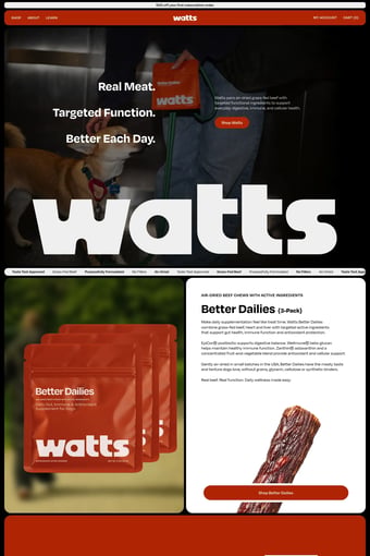 Watts Pet | Real Meat. Targeted Function. Better Each Day. landing page