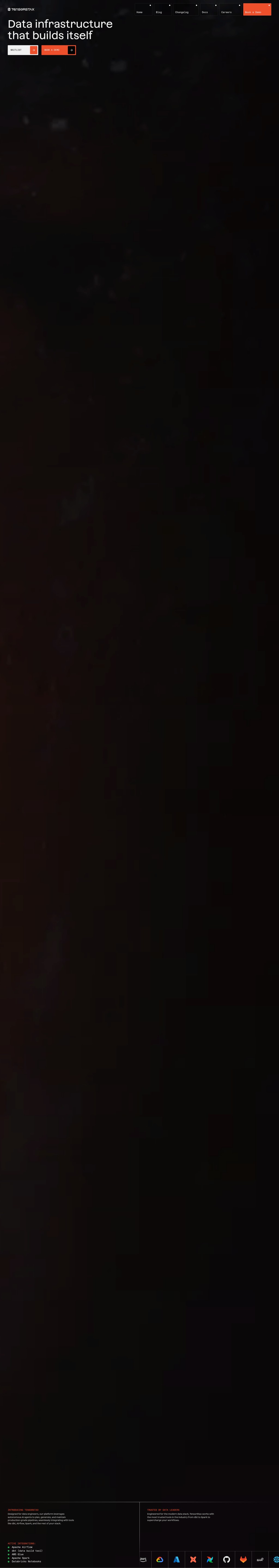 TensorStax desktop landing page