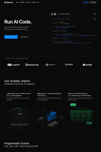 Daytona landing page