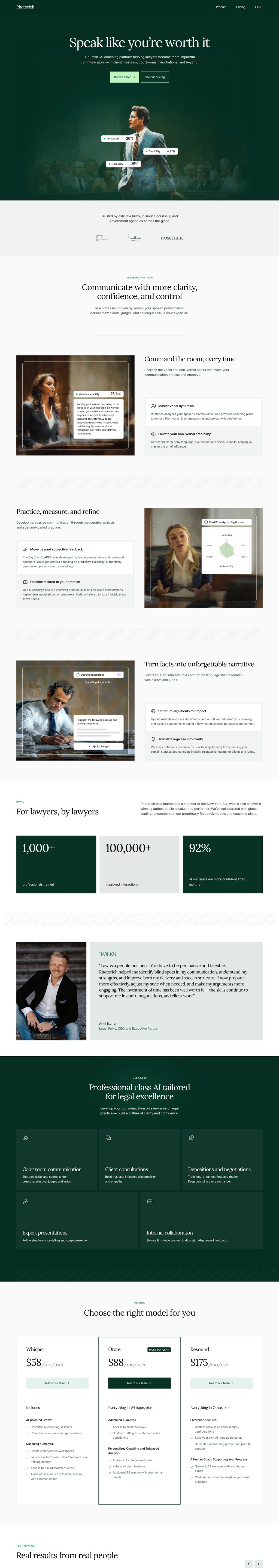Rhetorich desktop landing page