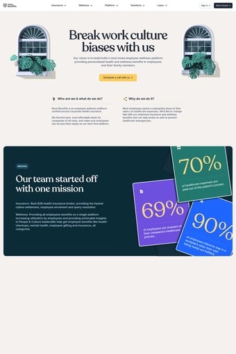 Employee Health Insurance and Benefits Platform | Nova Benefits landing page