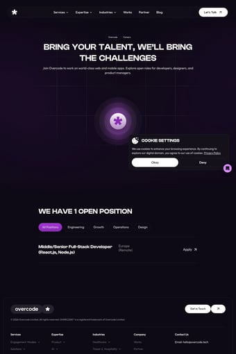 Overcode landing page