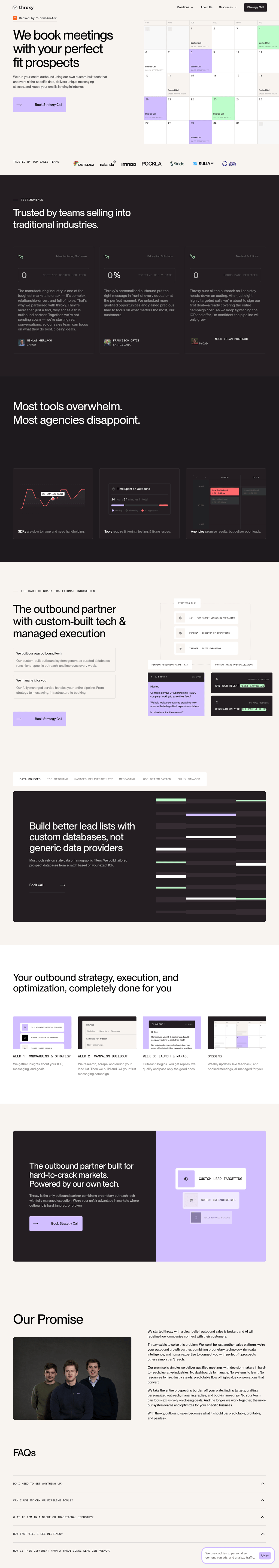 Throxy desktop landing page