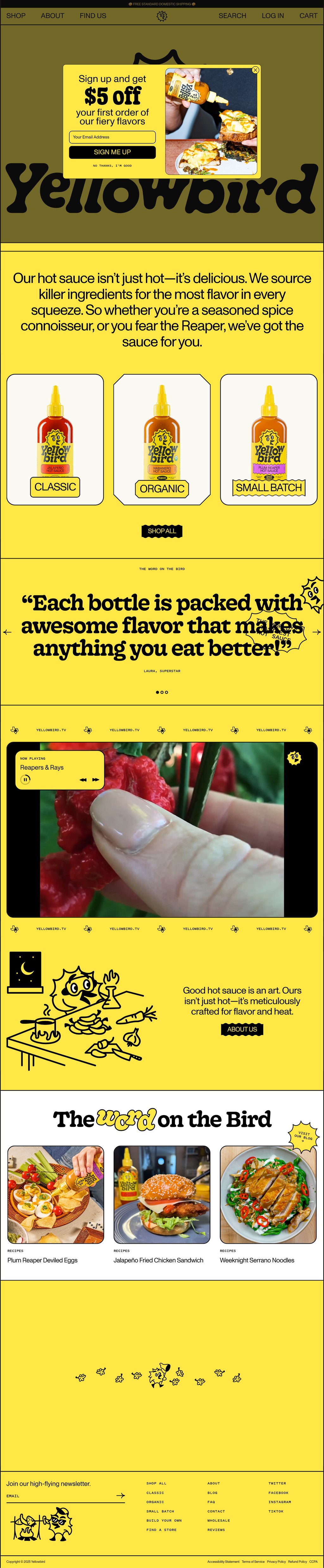 Yellowbird desktop landing page