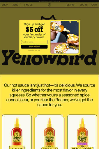 Yellowbird landing page
