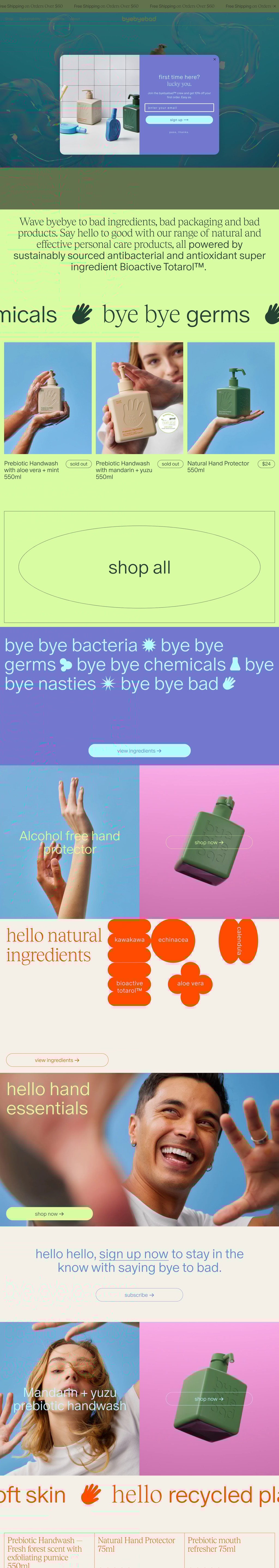 byebyebad desktop landing page