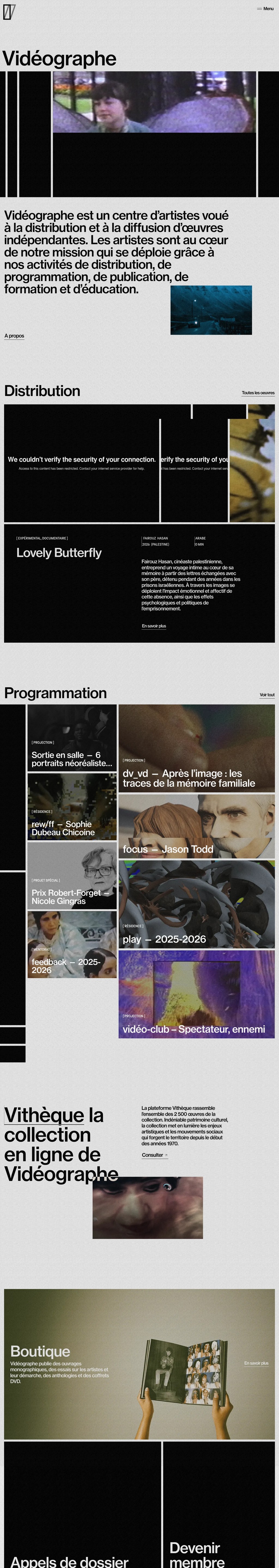 Accueil - Vidéographe desktop landing page