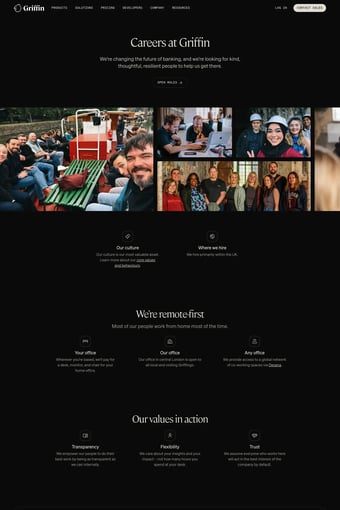 Griffin - The bank you can build on landing page