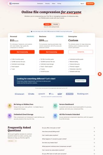 Compressor landing page