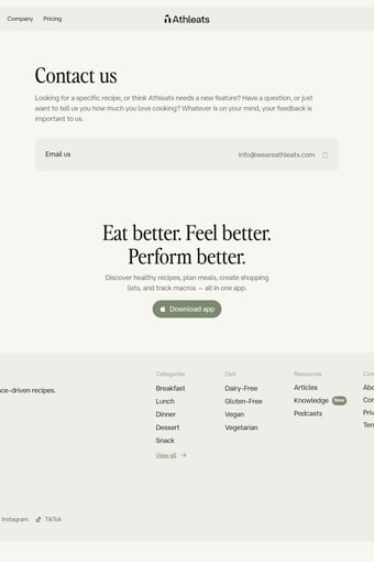 Athleats landing page
