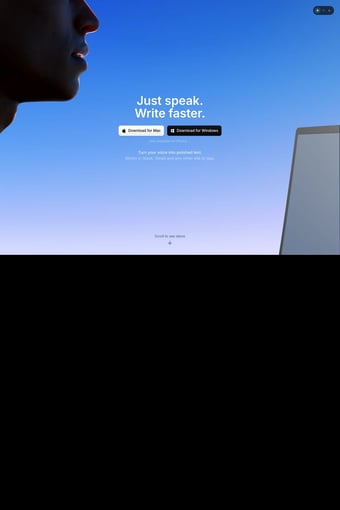 Superwhisper — AI Voice to Text for macOS, Windows & iOS landing page