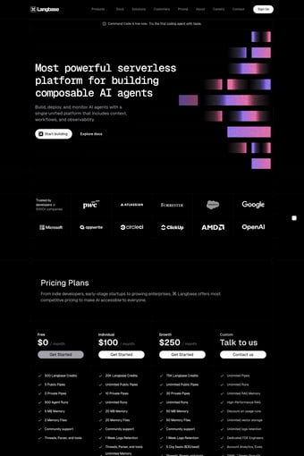 Langbase landing page