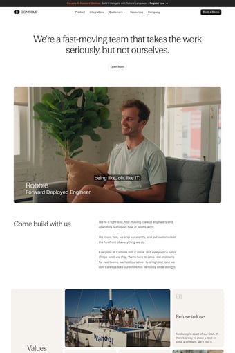 Console landing page