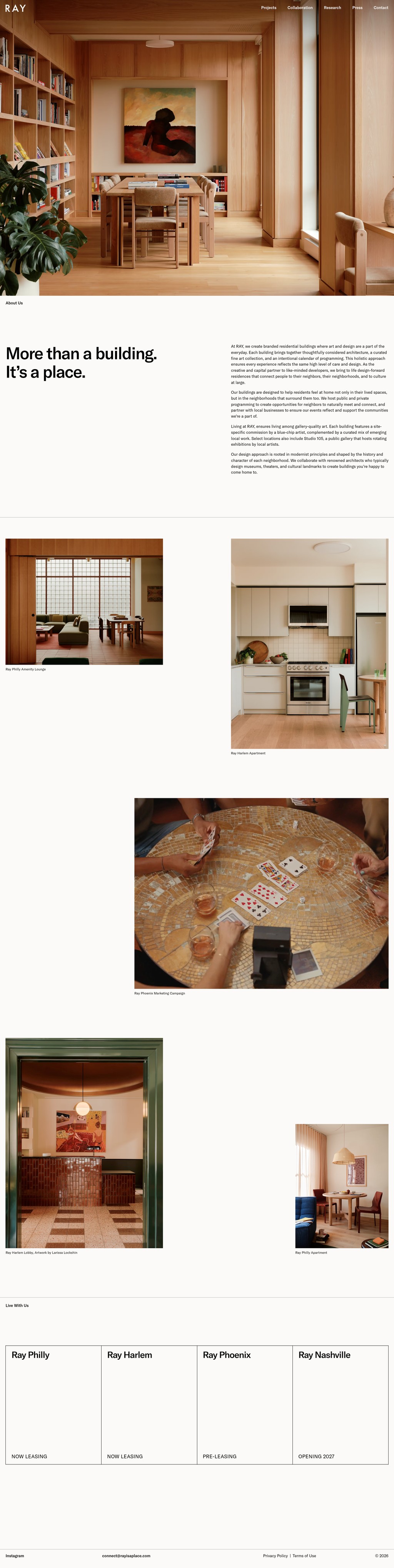 RAY desktop landing page