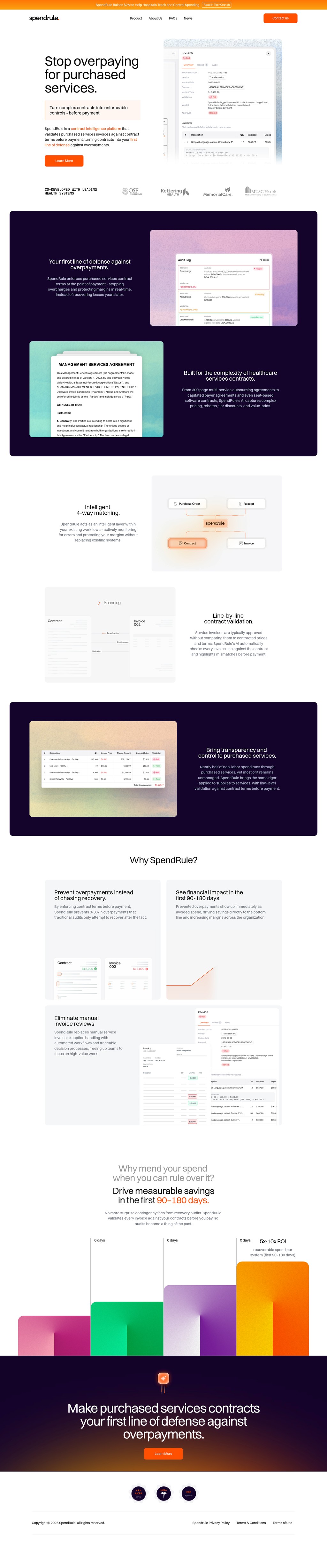 SpendRule desktop landing page