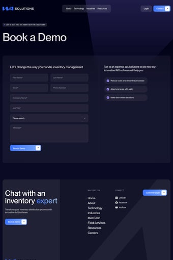 WA Solutions landing page