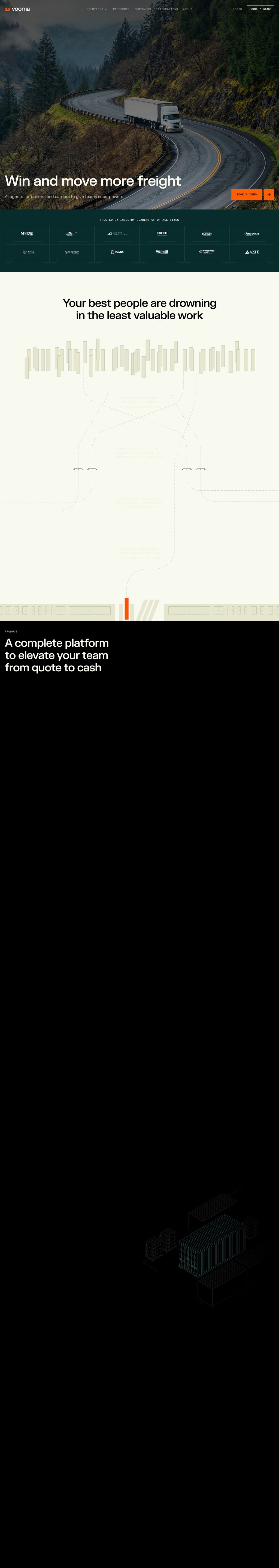 Vooma desktop landing page